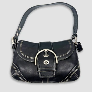 Borsa a tracolla Coach vintage PICCOLA Soho in pelle nera argento Y2K - Foto 1 di 12