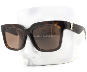 Burberry Sunglasses BE 4419F 3002/73 Polished Brown Havana Gold Logo with Case - Picture 1 of 6