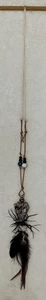 Minimalist Art Deco ▪︎ Wire Wrapped Chondrodite Stone & Leather Necklace Pendant - Picture 1 of 5