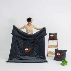 Rock Gray Little Squirrel - 2-in-1 Foldable Car Pillow Blanket - Cozy 40x40cm Pi - Picture 1 of 2