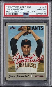 2019 TOPPS HERITAGE REAL ONE AUTOS RED INK #JMA JUAN MARICHAL 31/70 PSA 10 AUTO - Picture 1 of 2