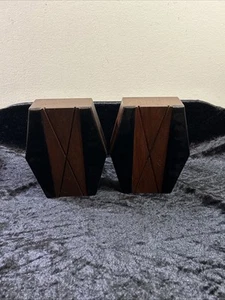 Pair of Vintage SCHEIBE Leather, Wood & Metal Bookends - Mid Century Modern - Picture 1 of 5