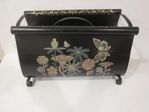 Vintage Toleware Zeitschriftenhalter aus schabloniertem lackiertem Metall - Bild 1 von 7