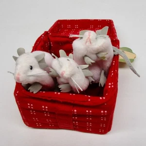 Folkmanis Marioneta Ratones Blancos En Caja Ratón Regalo Rojo Con Etiqueta Peluche - Imagen 1 de 9