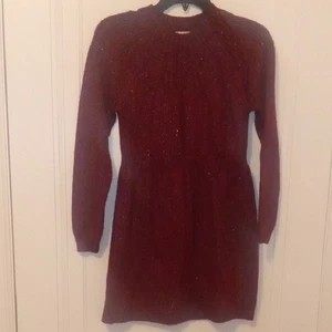 Burgundy with silver shimmer Knit Sweater Dress girl Large - Picture 1 of 3