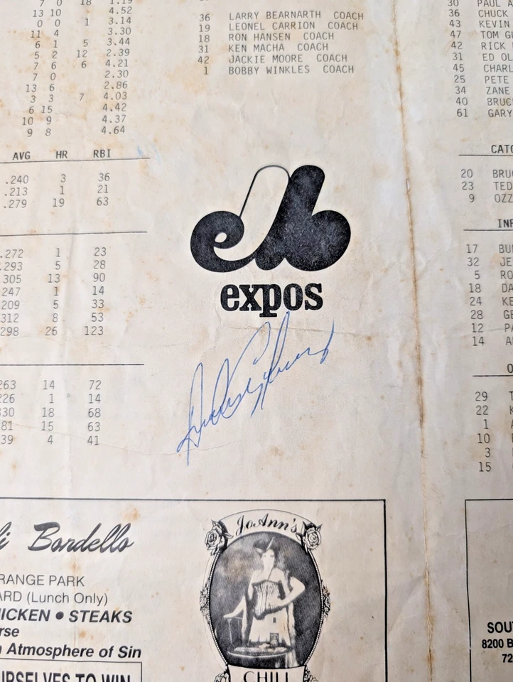 1988 Braves vs Expos Spring Training Program - Andres Galarraga Auto - Image 1 of 4