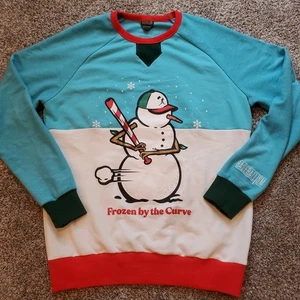 Baseballism Weihnachtssweatshirt Frozen By The Curve Gr. Large, rot weiß blau - Bild 1 von 9