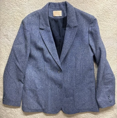 VTG 70s Pendleton Blue Wool Speckled Workwear Western Blazer Mens SM Sz 36 - Image 1 of 4