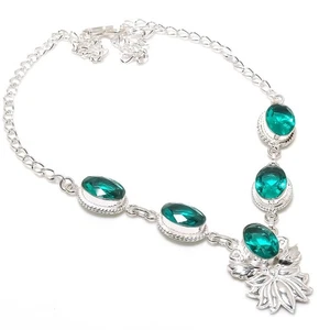 Mint Tourmaline Gemstone Handmade925 Sterling Silver Jewelry Necklace Size 18" - Picture 1 of 1