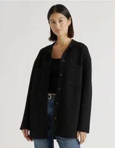 Quince Mujer Eco-Knit Milano Stitch Camisa Chaqueta Gran Tamaño Chamarra Talla L Negra - Imagen 1 de 8