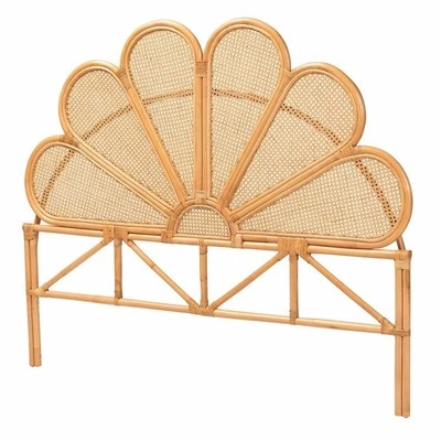 Cabecero independiente tamaño queen de ratán miel bohemio moderno flor bali & pari Foto 1 de 4