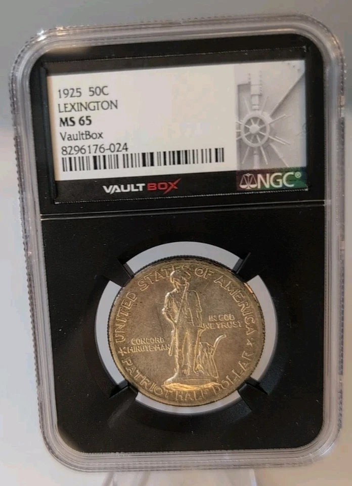 Vault Box 1925 Lexington - Concord Commemorative Half Dollar NGC MS 65  - Image 1 of 4