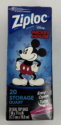 Ziploc Easy Bags Disney Almacenamiento Mickey Mouse Cuarto Colección Limitada Nuevo 20 Ct Foto 1 de 4