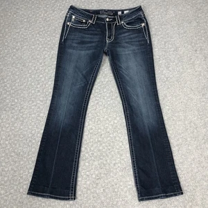 Pantalones de mezclilla Miss Me para mujer 31 azul corte bota tiro medio embellecidos bolsillos elásticos - Imagen 1 de 17