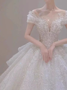 Wedding Dresses Beaded Off Shoulder Lace Appliques Bridal Gowns uk - Picture 1 of 8