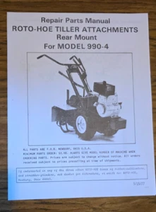Attacco motozappa attacco posteriore Roto-Hoe modello 990-4 "Manuale ricambi riparazione" copia - Foto 1 di 3