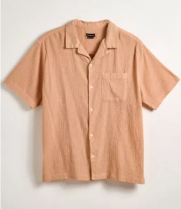 Urban Outfitters Standard Cloth Liam Crinkle Men Button Down Shirt Cinder Rose L - Picture 1 of 3