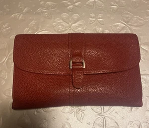Longchamp Red Le Foulonné Leather Long Wallet 7.25x4.5” - Picture 1 of 13
