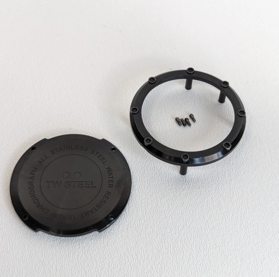 Стальные запасные части для часов TW — ободок и задняя крышка корпуса — подходят для модели TW129 черные - Изображение 1 из 4