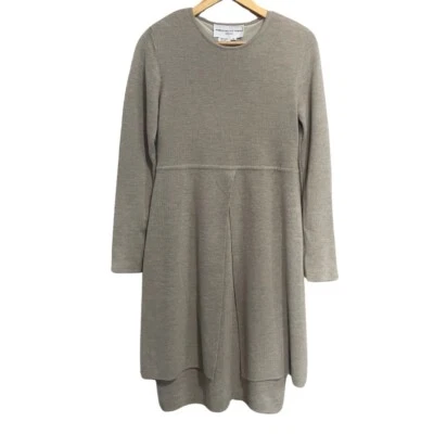 Винтажный Adrienne Vittadini свитер платье размер 14 бежевый шерстяная смесь вязаный слой - Изображение 1 из 4