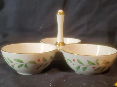 Hermoso plato para servir de tres secciones Lenox Holiday DIMENSION COLLECTION Foto 1 de 4