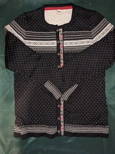 Dale of Norway, black, white, red, polka dot and striped sweater, XL - Picture 1 of 2