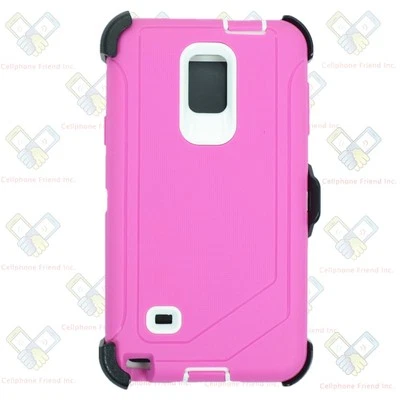 For NEW Samsung Galaxy Note 4 Defender Case Cover w/Clip&Screen Pink White - Image 1 of 4