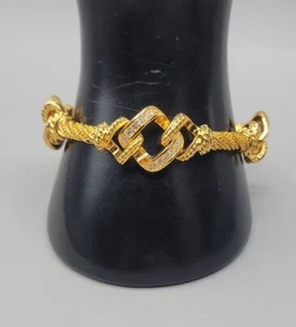 Christian Dior Tennis Bracelet Gold Plated Crystal Accent Twisted Link 7" Chain - Picture 1 of 20