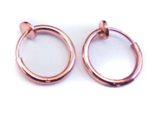 CLIP-ON EARRINGS ROSE GOLD HOOP EARRINGS 0.50 INCH HOOP EARRINGS small hoops - Picture 1 of 1