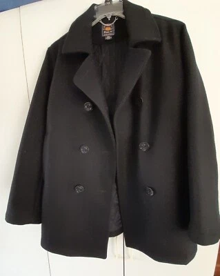 Abrigo Hombre Negro Mezcla Lana Doble Pecho Frontal Guisante Talla L Route 66 Foto 1 de 4