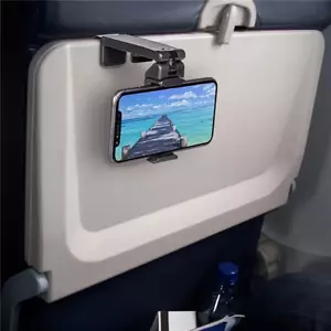 Airplane Phone Holder, Portable Travel Stand Desk Flight Foldable Adjustable Rot - Picture 1 of 12