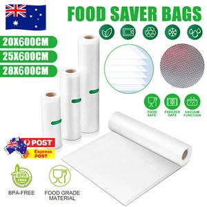 20+ Rolls Vacuum Food Sealer Saver Bag Seal Storage Commercial Grade 20/25/28X6M - Picture 1 of 20
