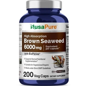 Brown Seaweed 30:1 Extract, 200 mg Equivalent to 6,000 mg 200 Veggie Capsules - Picture 1 of 8