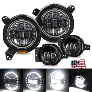 For Jeep Wrangler JL Gladiator JT Kit 130W Led Halo Headlights Fog Lights Combo - Picture 1 of 12