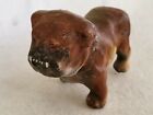 Antique, small bulldog with 1 red glass eye. Hand painted. Celluloid vs ceramic?