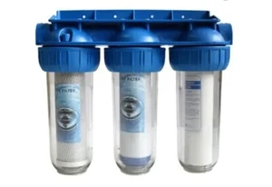  Whole House Water Filter System 2.5" x 10" Three Stage Filtration 3/4" Inlet - Picture 1 of 3