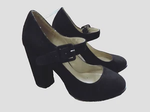 Mix It No.6 Asuviel Black Faux Suede Retro sexy Pumps 4" Heels Mary Jane 7.5 - Picture 1 of 10