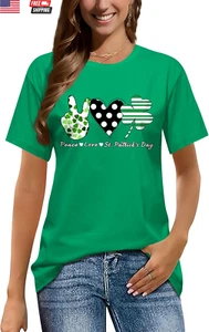 St Patrick'S Day Shirts for Women:Lucky Irish Shamrock Crew Neck Short-Sleeve Gr - Picture 1 of 5