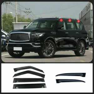 For Infiniti QX80 QX56 2010-22 Black Window Visor Vent Shades Sun Rain Guard 6P - Photo 1 sur 2