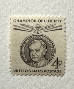 Vintage Rare US Scoot # 1136 PB - 1959 4c Champions of Liberty: Ernst ReuterStamp - Bild 1 von 1