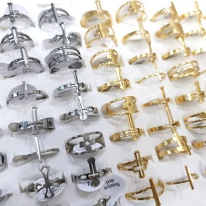Venta al por mayor 50 piezas Anillos de corte regilious cruzados de acero inoxidable plata oro - Imagen 1 de 7
