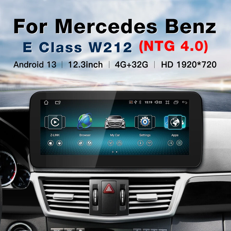 12.3" Android Screen CarPlay for Mercedes Benz E class W212 2009-2012  NTG4.0 - Image 1 of 4