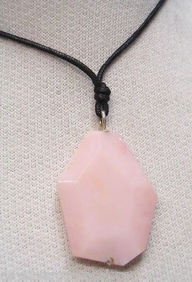 Ciondolo in ARGENTO 925 con OPALE ROSA naturale e girocollo - pietra dura - - Immagine 1 di 3