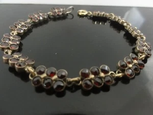 SUPERB Victorian GERMANY ROSE CUT BOHEMIAN GARNET Link Bracelet - Picture 1 of 11