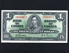 1937 Issue Canada 1 Dollar Bank Note S/N MM8893672