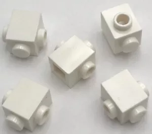 LEGO 5 Nuevo Blanco Ladrillos Edificio Bloque Modificado 1 x 1 Con / Tuercas Al - Imagen 1 de 1