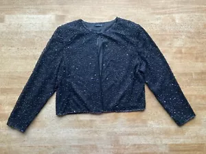 Beaded Embellished Black Vintage Cardigan Jacket St Bernard Party Size 14 / 16 - Picture 1 of 11