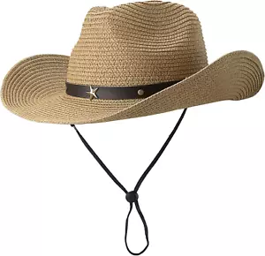 Straw Cowboy Hats for Toddler Girls Boys Summer Sun Hat Belt Buckle Cowgirl West - Picture 1 of 7