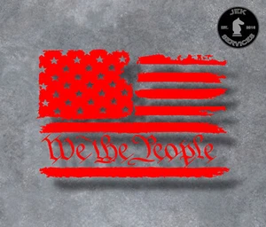We The People Distressed Flag Vinyl Decal - Car/Truck Sticker - Color & Size - Picture 1 of 4