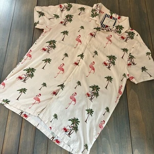 Denim & Flower Santa Palmeras Flamenco Navidad Manga Corta Hombre XL (XM5) - Imagen 1 de 5